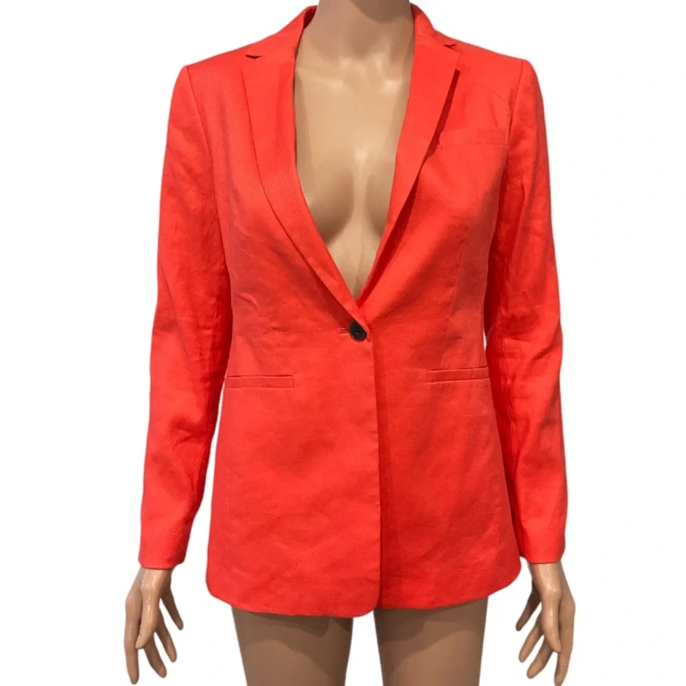 Banana Republic Long and Lean Linen Cotton Button Blazer